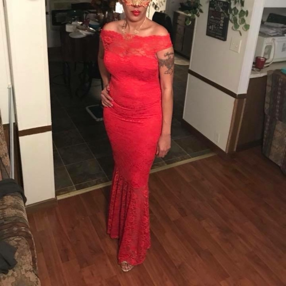 Red lace Mermaid dress size Medium